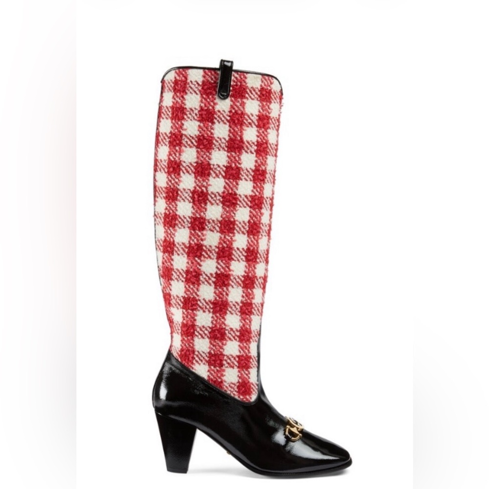 Gucci Red and White Checkered Boots and Bag Set Brand New Size 38 GG Horse Bit - Picture 7 of 7